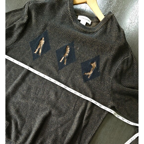 Vtg Mens Argyle Embroidered Golf Sweater Grandpa Preppy Academia 100% Cotton L - Picture 3 of 9